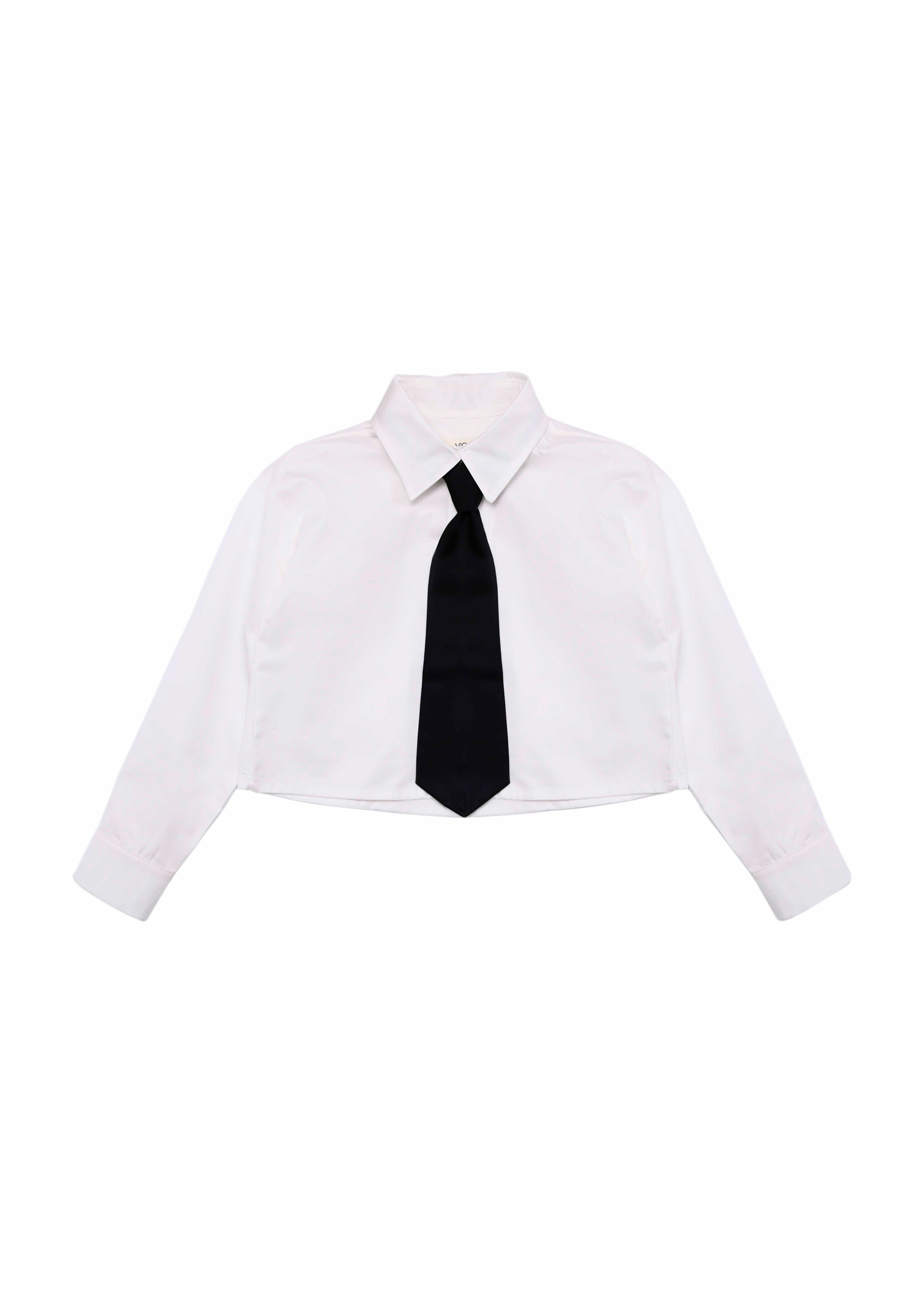 Vicolo Kids Camicia Panna Crop Black Tie per Bambine