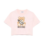 Moschino Kids T-shirt Crop Rosa con Stampa Toy per Bambine