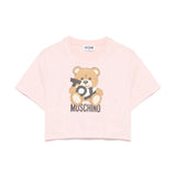 Moschino Kids T-shirt Crop Rosa con Stampa Toy per Bambine