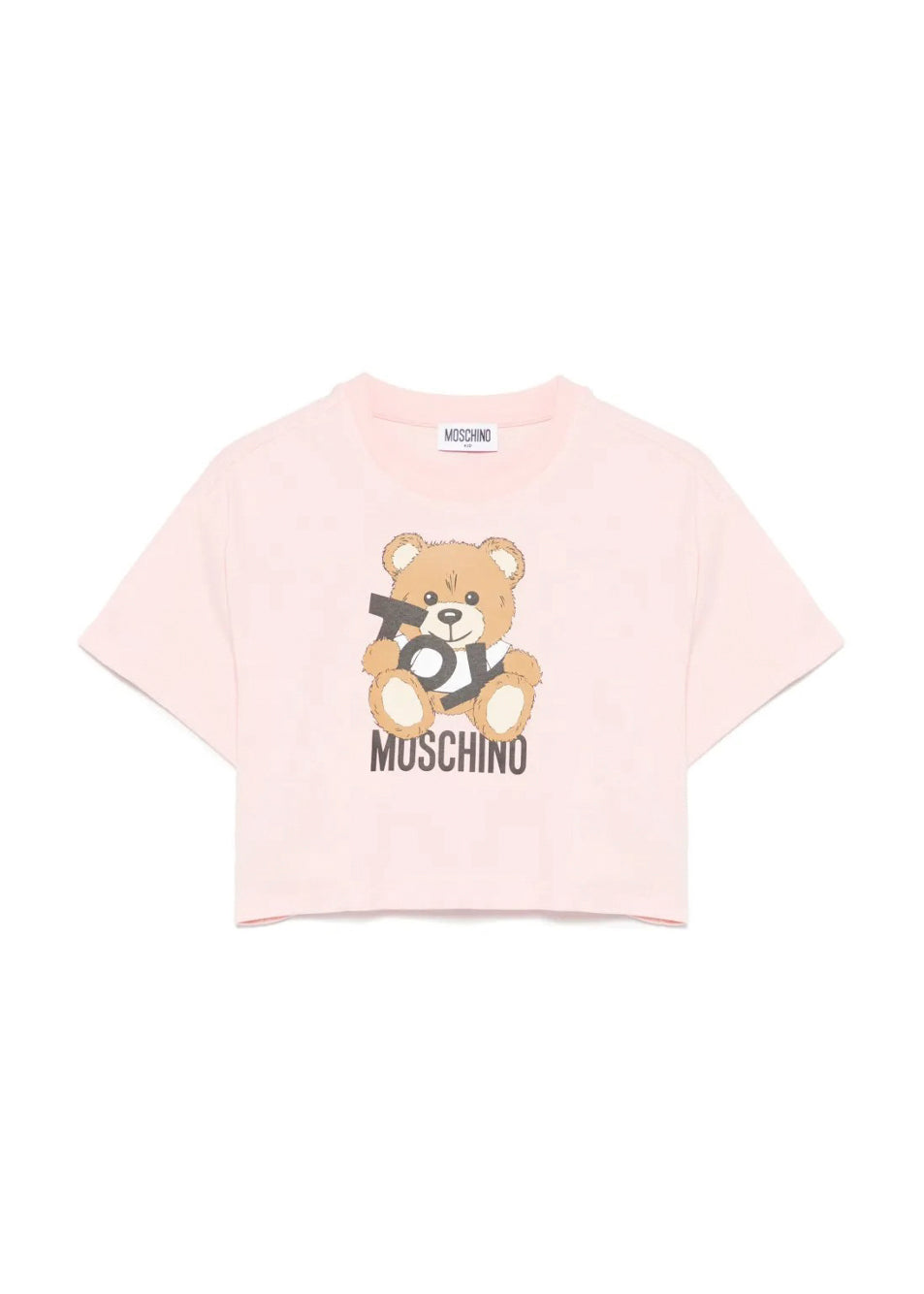 Moschino Kids T-shirt Crop Rosa con Stampa Toy per Bambine