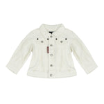 Dsquared2 Kids Giacca in Denim Bianco con Stampa Logo sul Retro per Neonati