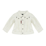 Dsquared2 Kids Giacca in Denim Bianco con Stampa Logo sul Retro per Neonati