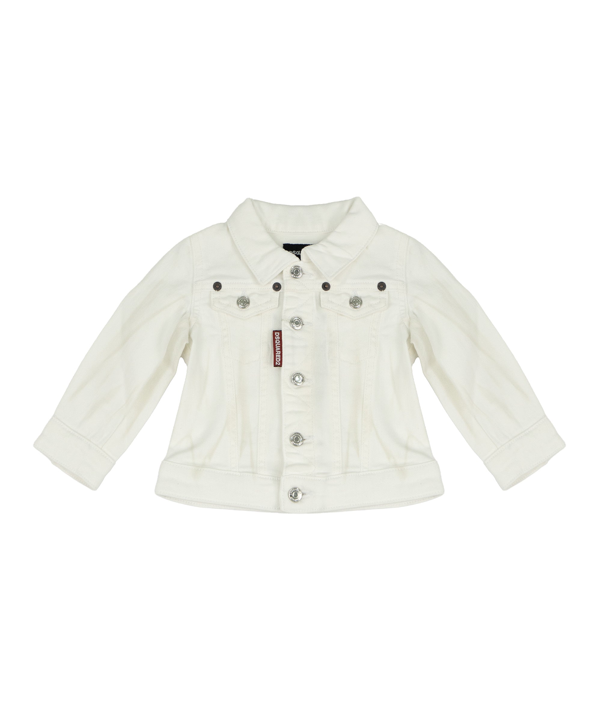 Dsquared2 Kids Giacca in Denim Bianco con Stampa Logo sul Retro per Neonati