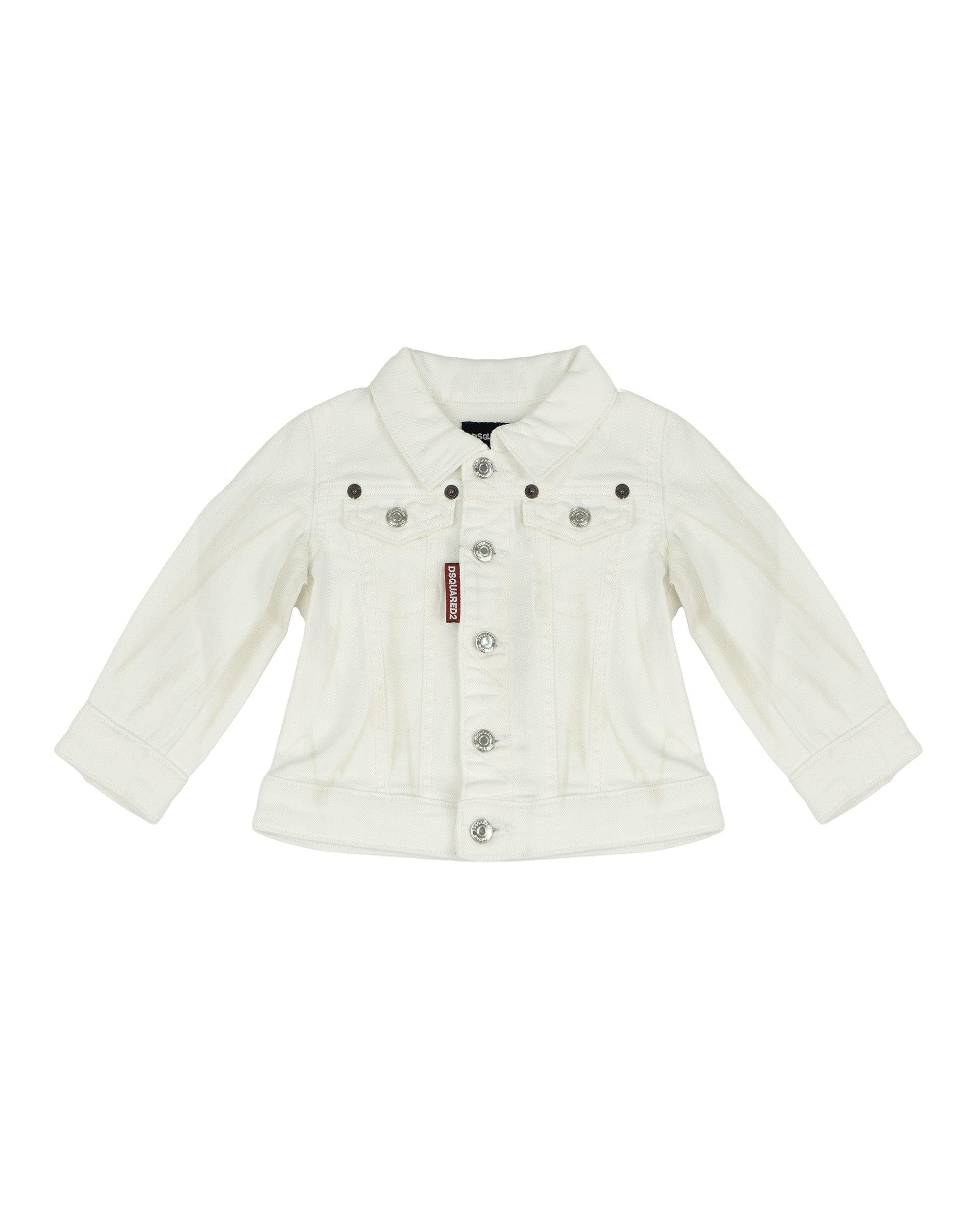 Dsquared2 Kids Giacca in Denim Bianco con Stampa Logo sul Retro per Neonati