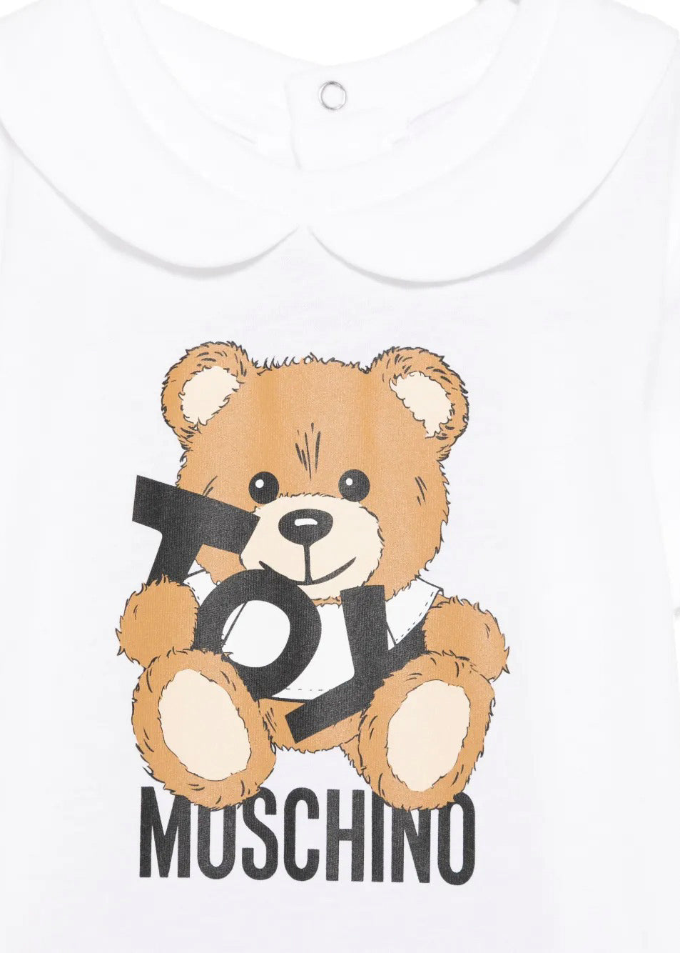 Moschino Kids Tutina Bianca con Stampa Toy per Neonati