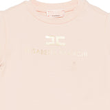 Elisabetta Franchi La Mia Bambina T-shirt Rosa con Stampa Logo Effetto Oro per Neonate