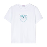 Pinko Kids T-shirt Bianca con Logo in Cristalli (fronte)