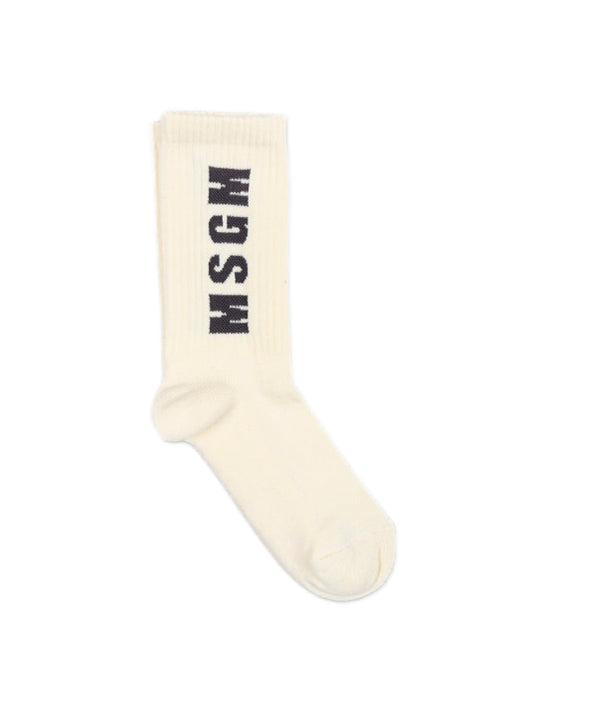 MSGM Kids Calzini Crema con Logo