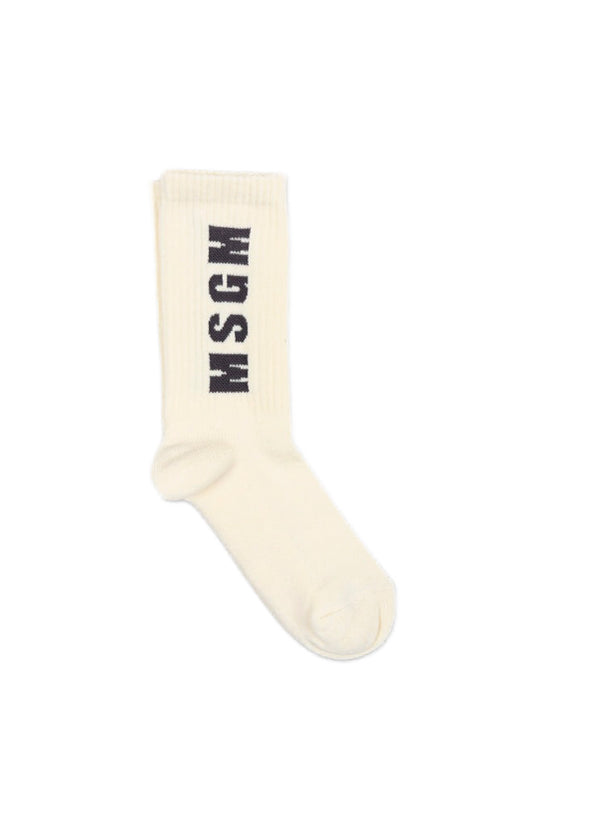 MSGM Kids Calzini Crema con Logo