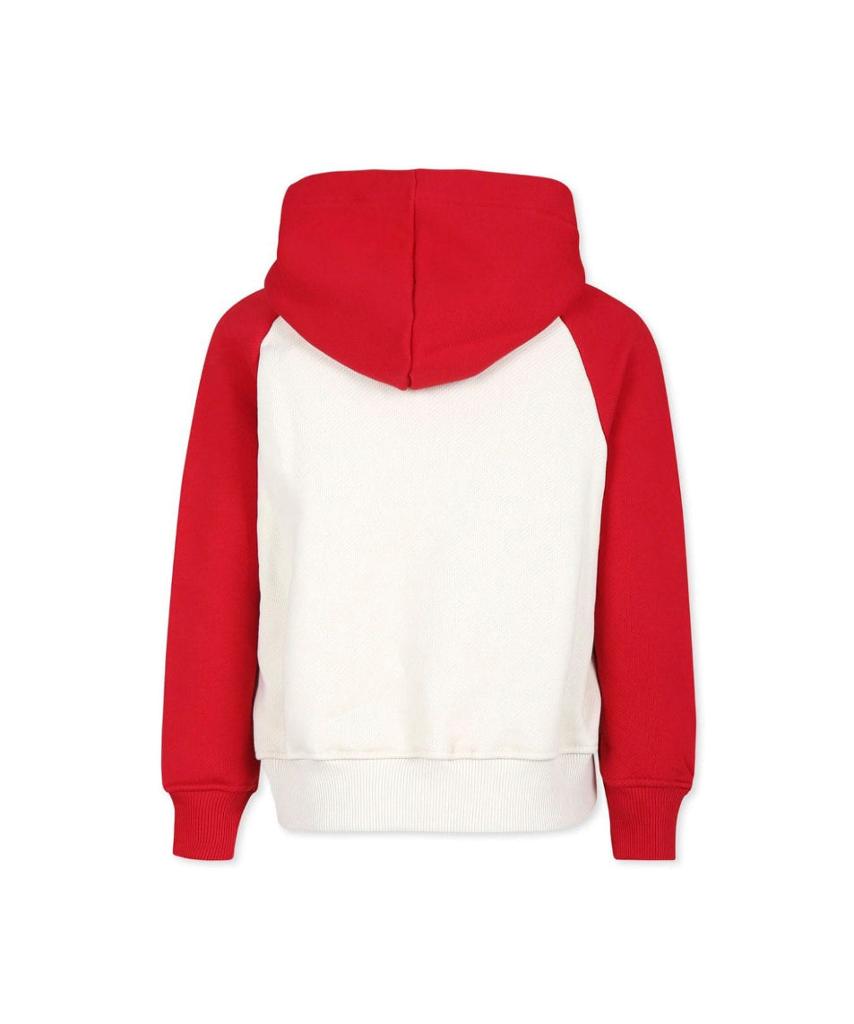 MSGM Kids Felpa Crema/Rosso con Cappuccio per Bambini (RETRO)