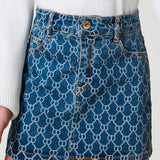 Twinset Kids All Over Logo Denim Skirt for Girls