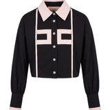 Elisabetta Franchi La Mia Bambina Camicia Nero e Marshmallow con Logo per Bambine