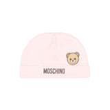 Moschino Kids Cappellino Rosa in Cotone con Stampa Teddy Bear e Logo per Neonate