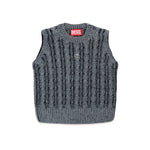 Diesel Kids Gilet in Maglia Intrecciato Grigio Melange per Bambini