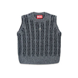 Diesel Kids Gilet in Maglia Intrecciato Grigio Melange per Bambini