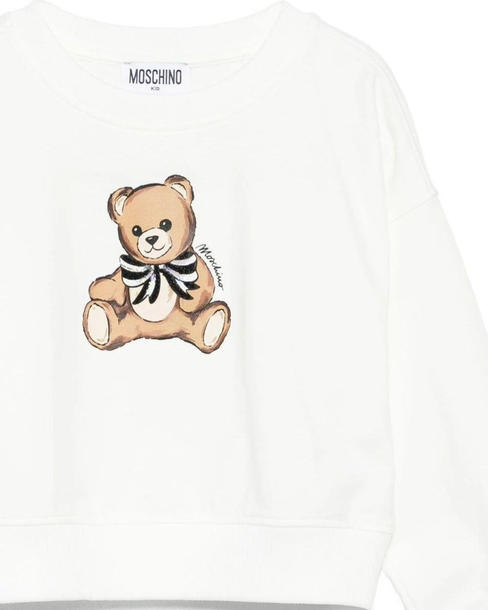 Moschino Kids Felpa Girocollo Panna con Teddy per Bambine