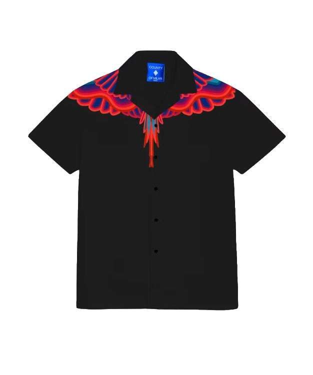 Marcelo Burlon County of Milan Kids Camicia Nero con Stampa per Bambino