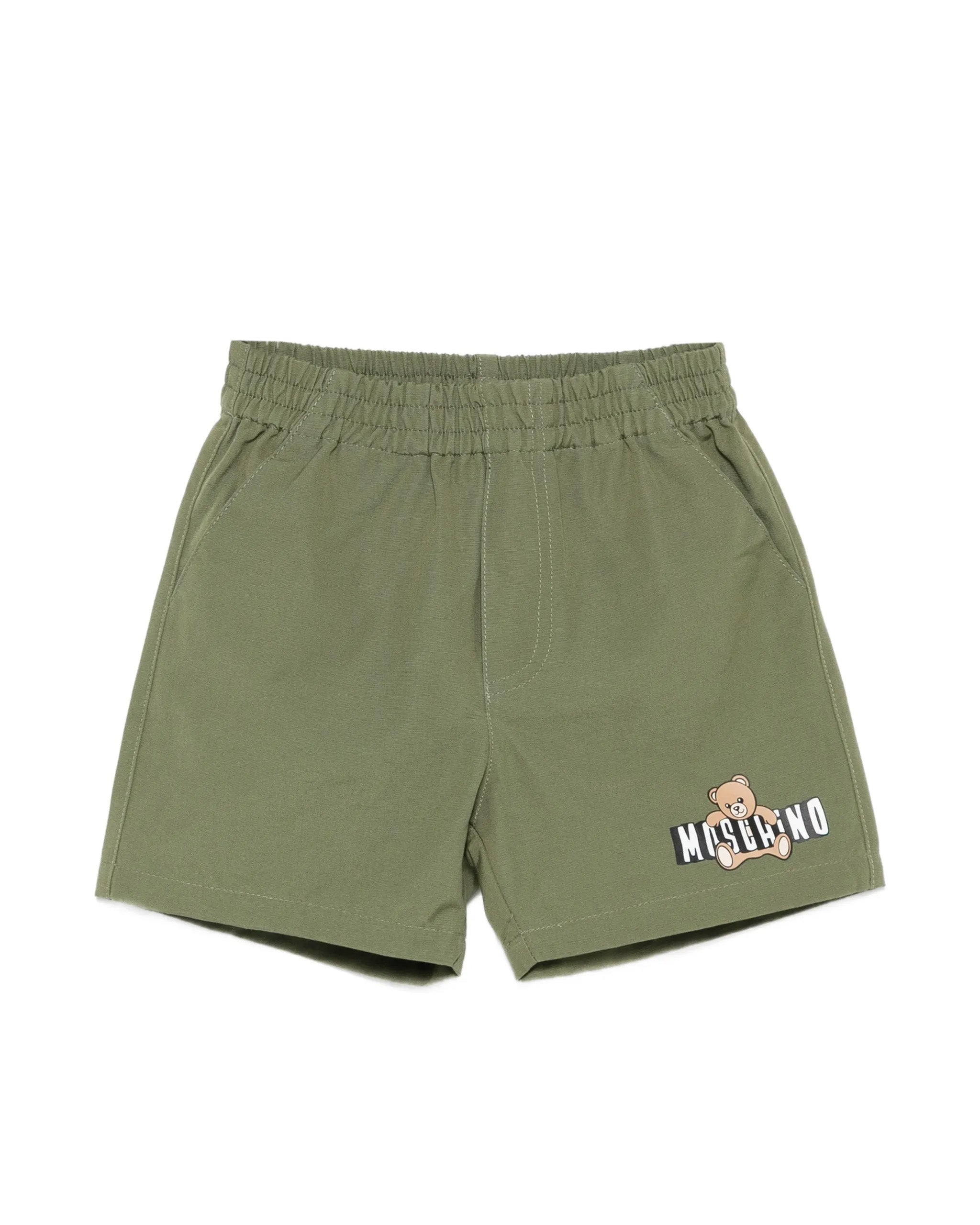 Moschino Kids Short Moschino Kids Short Verde con Logo Teddy Bear per Neonati
