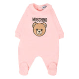Moschino Kids Tutina Rosa con Logo Teddy per Neonate