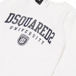 Dsquared2 Kids Tutina Bianca in Ciniglia con Stampa Logo (dettaglio)