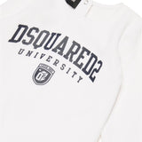 Dsquared2 Kids Tutina Bianca in Ciniglia con Stampa Logo (dettaglio)