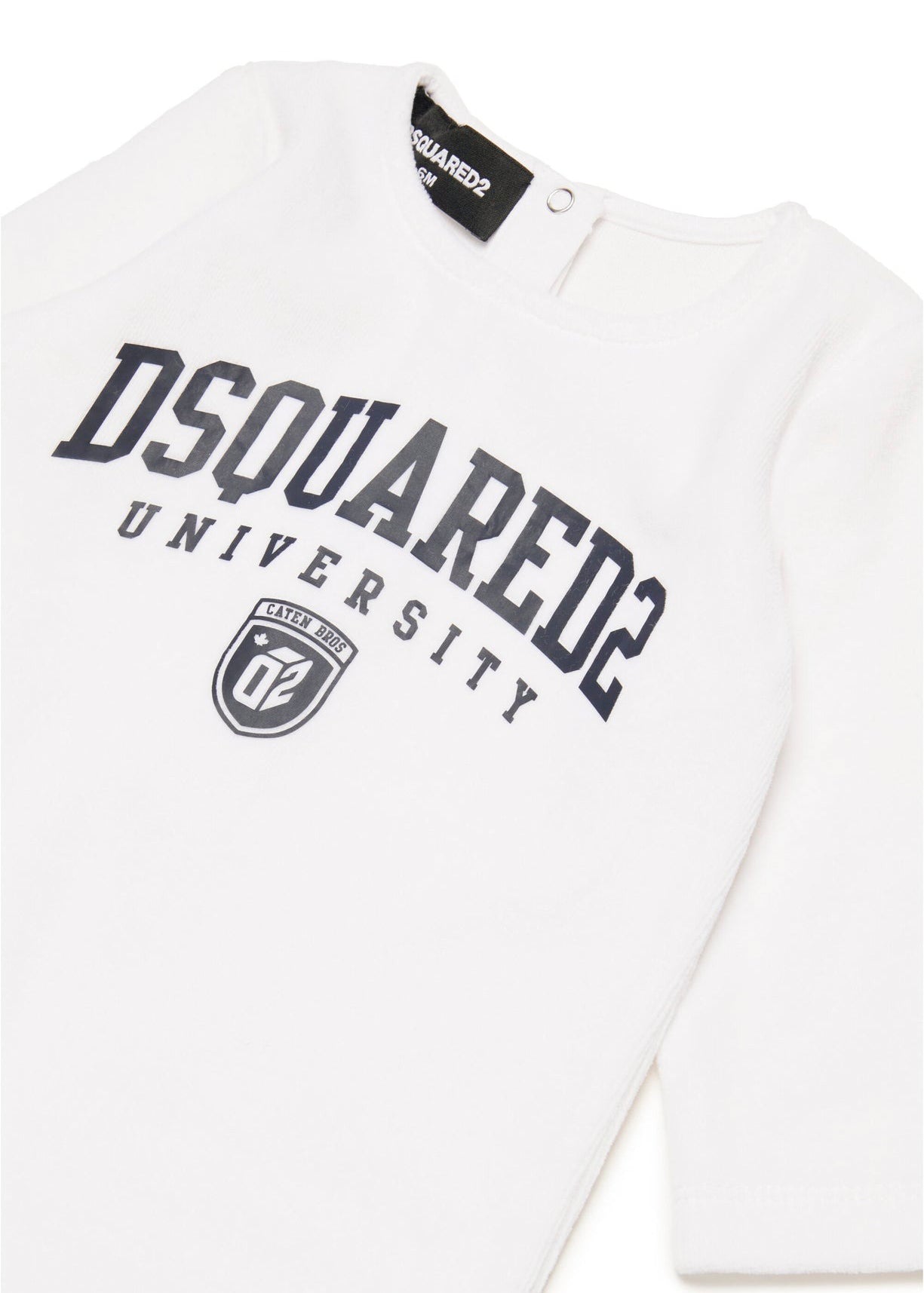 Dsquared2 Kids Tutina Bianca in Ciniglia con Stampa Logo (dettaglio)