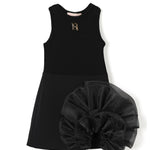 Elisabetta Franchi La Mia Bambina Abito Nero con Ruches per Bambine