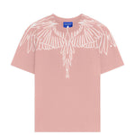 Marcelo Burlon County Of Milan Kids -Shirt Rosa con Motivo Ali a Contrasto per Bambine