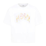 MSGM Kids T-shirt Bianca con Applicazione Fiori per Bambine fronte