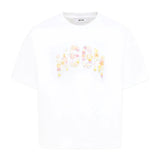 MSGM Kids T-shirt Bianca con Applicazione Fiori per Bambine fronte