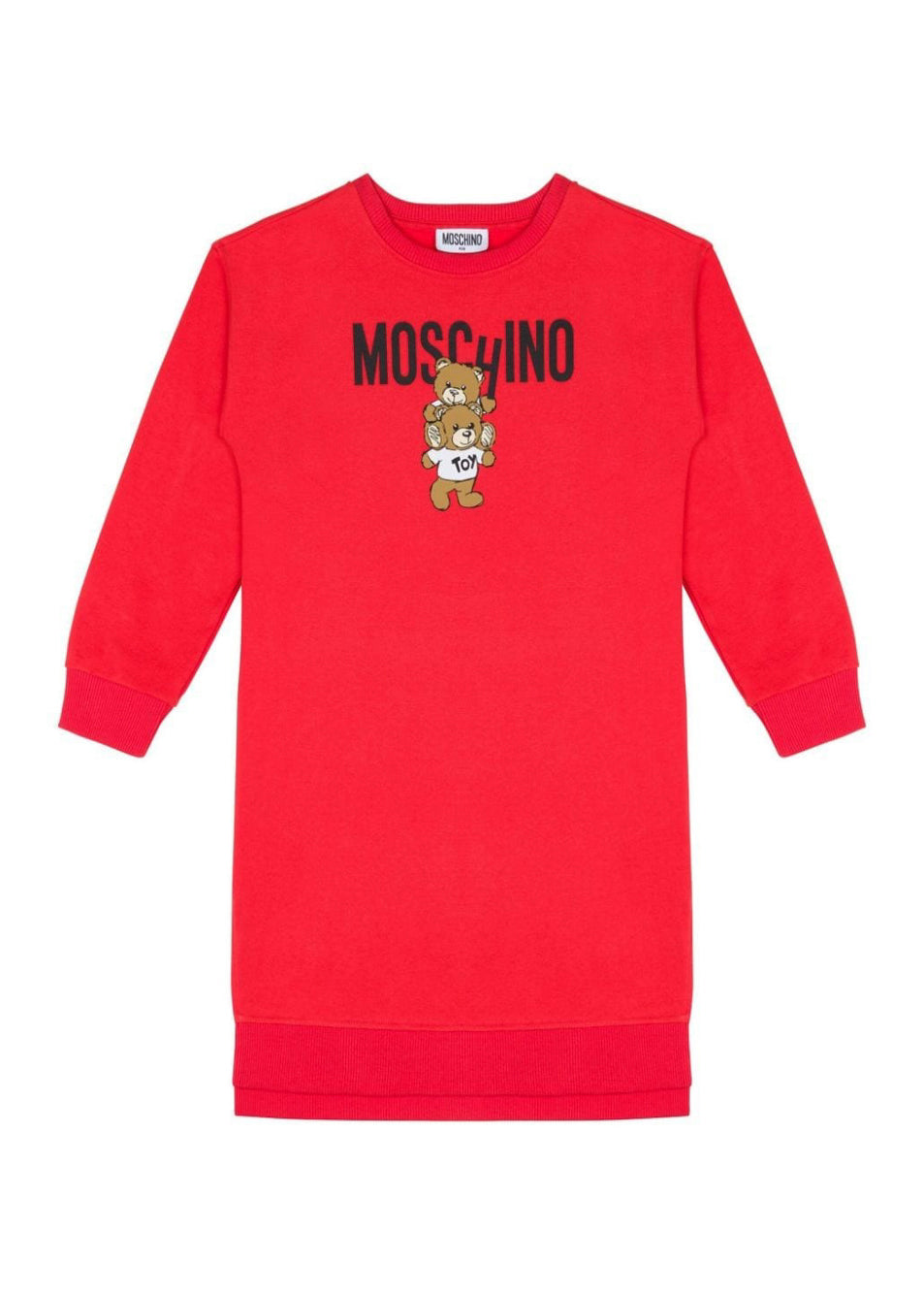 Moschino Kids Abito Rosso con Stampa Logo per Bambine