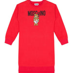Moschino Kids Abito Rosso con Stampa Logo per Bambine