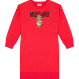 Moschino Kids Abito Rosso con Stampa Logo per Bambine