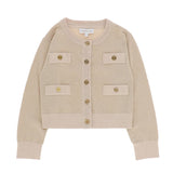 Angel's Face Cardigan Biscotto con Tasche e Dettagli Oro per Bambine