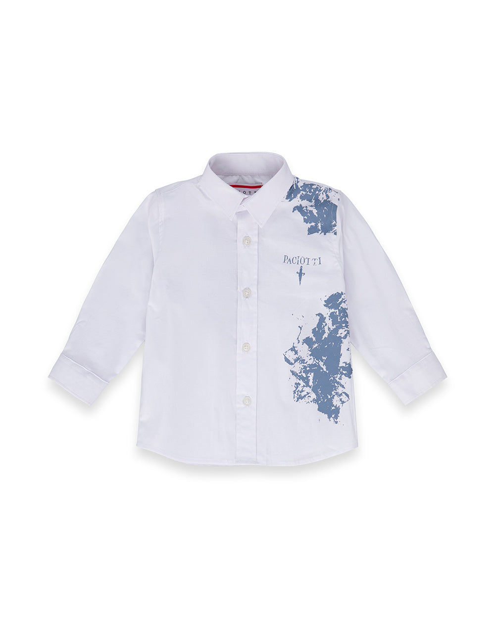 Paciotti Kids Camicia Bianca con Dettagli Effetto Pittura per Neonati