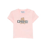 Moschino Kids T-Shirt Rosa con Logo Teddy Bear per Neonate