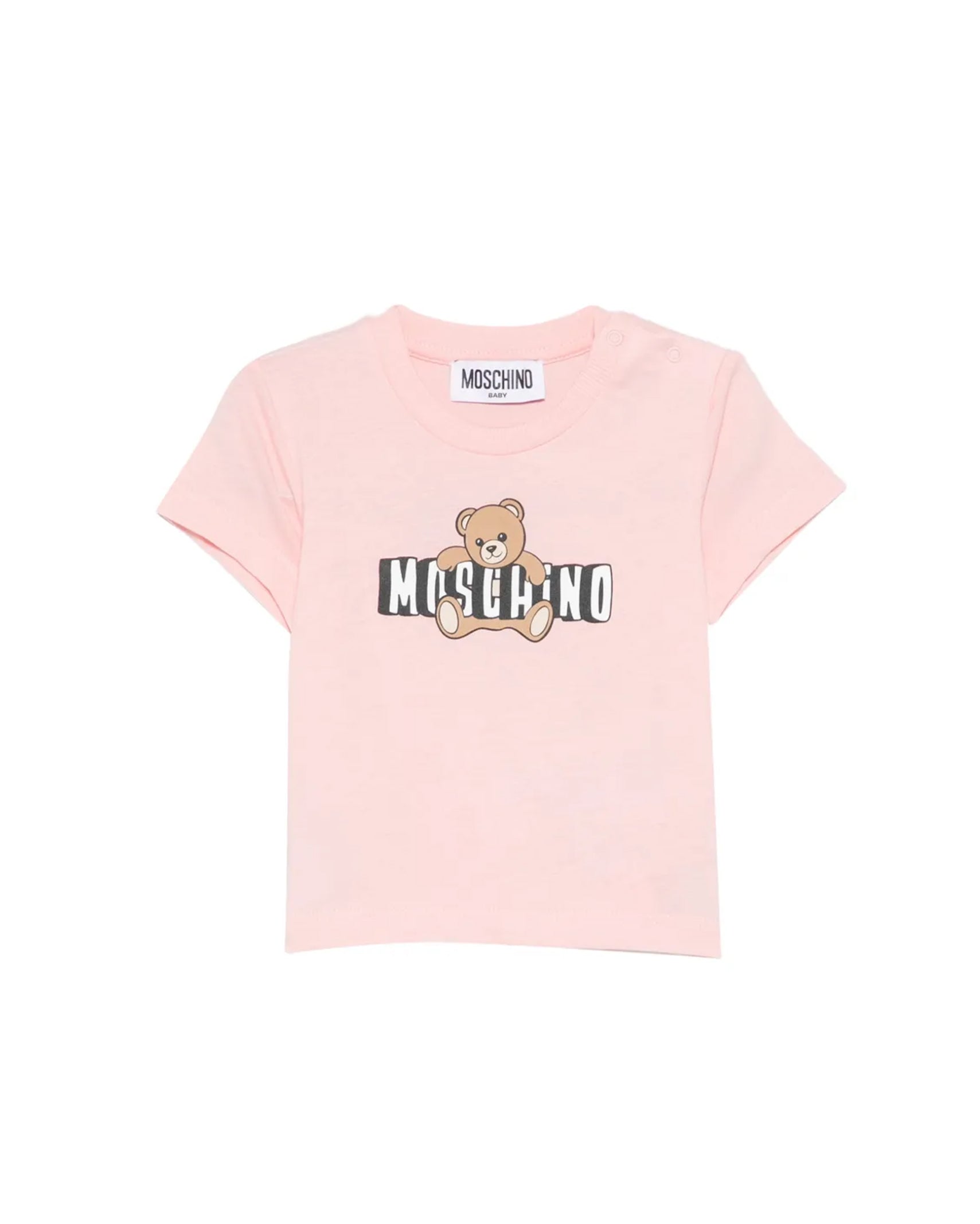 Moschino Kids T-Shirt Rosa con Logo Teddy Bear per Neonate