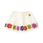 Tuc Tuc Gonna Bianca con Ricamo Fiori per Neonate