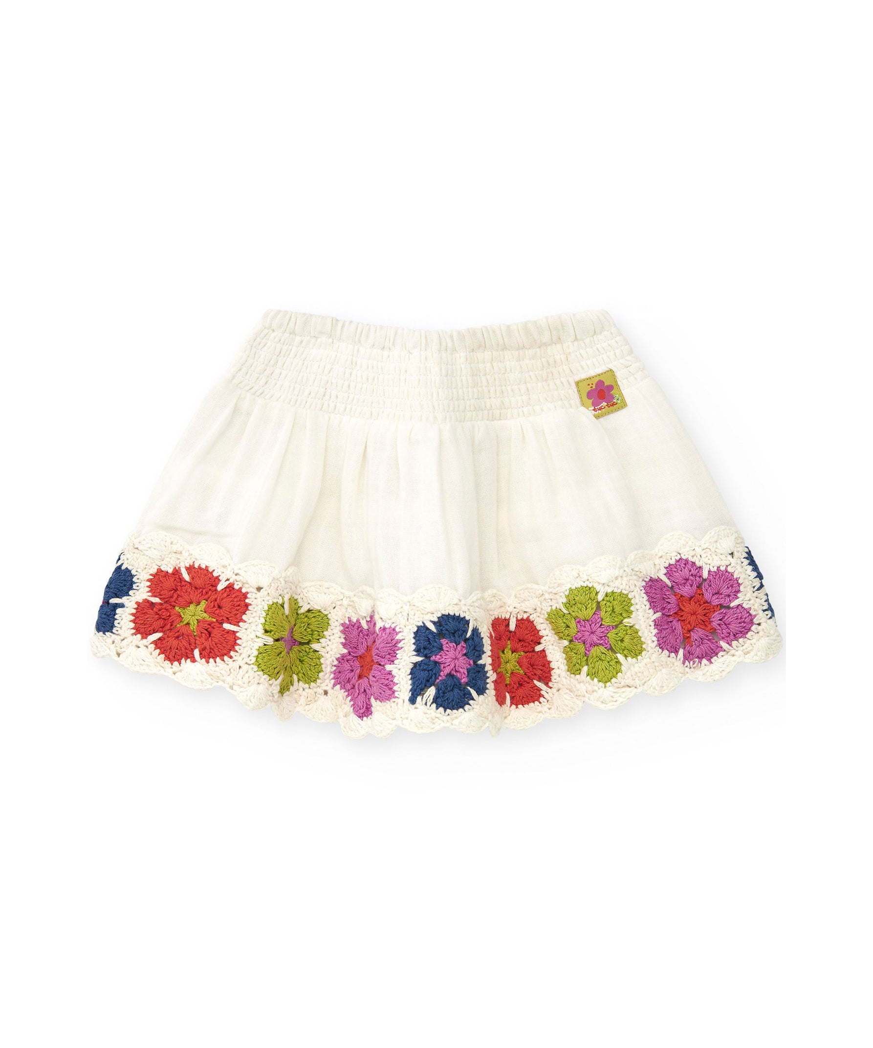 Tuc Tuc Gonna Bianca con Ricamo Fiori per Neonate