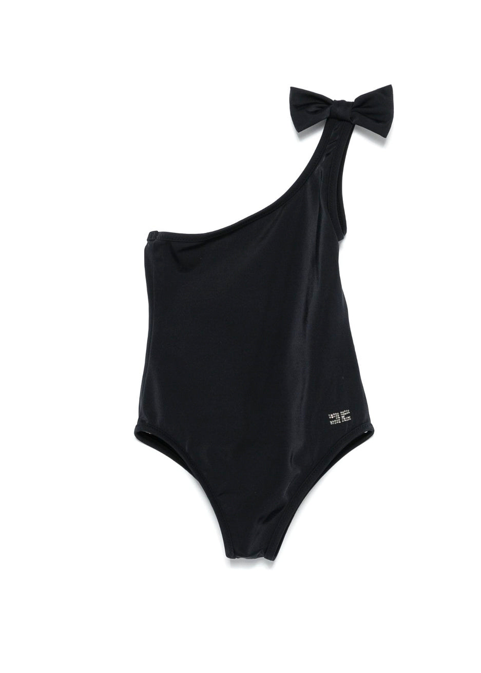 Elisabetta Franchi La Mia Bambina Costume Monokini Nero con Logo per Bambine