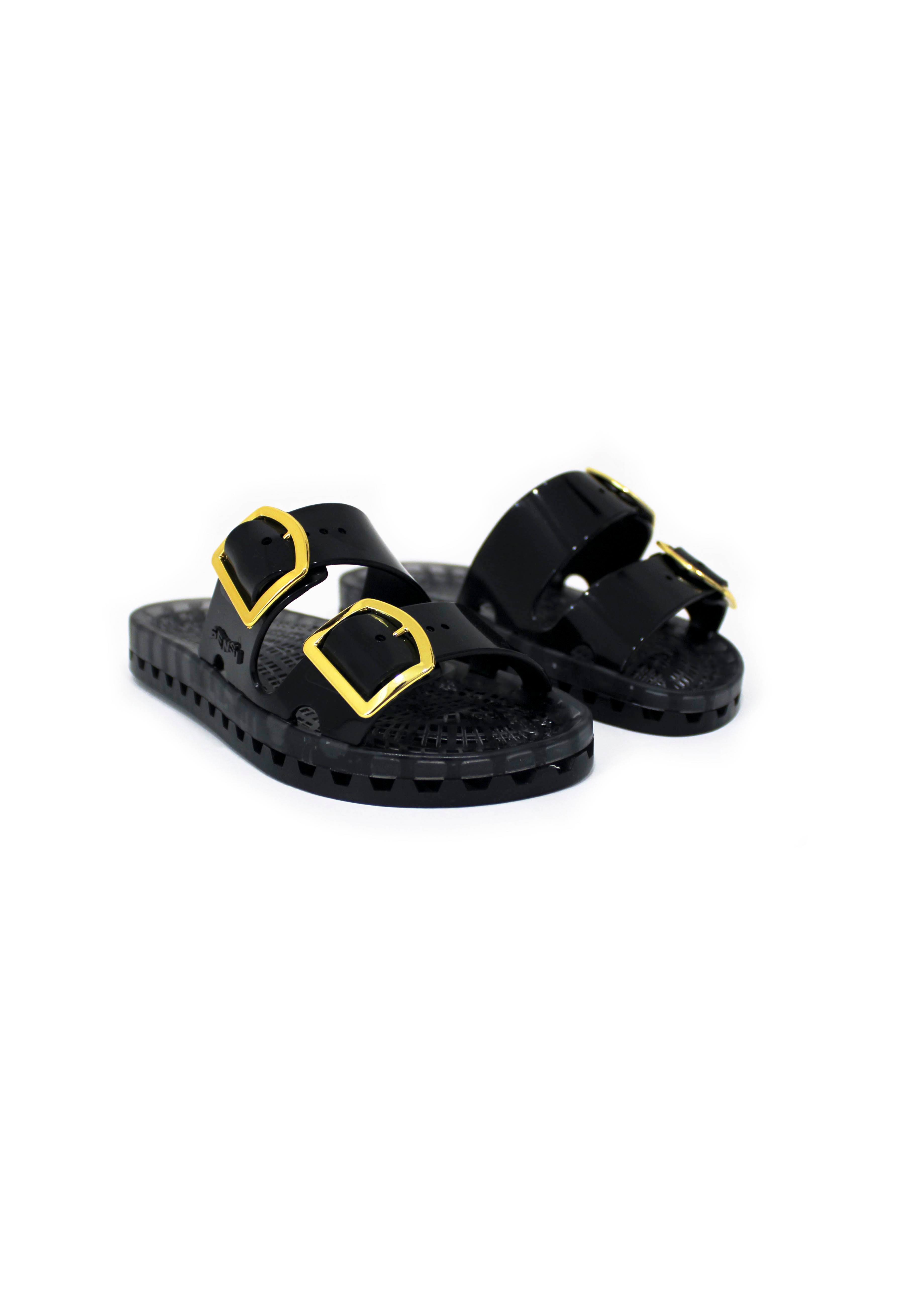 Sensi Kids Flamingo Sandalo Nero Doppia Fascia per Bambine
