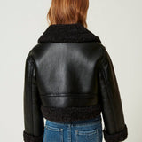 Twinset Kids Giubbino Nero con Faux Fur per Bambine (retro)