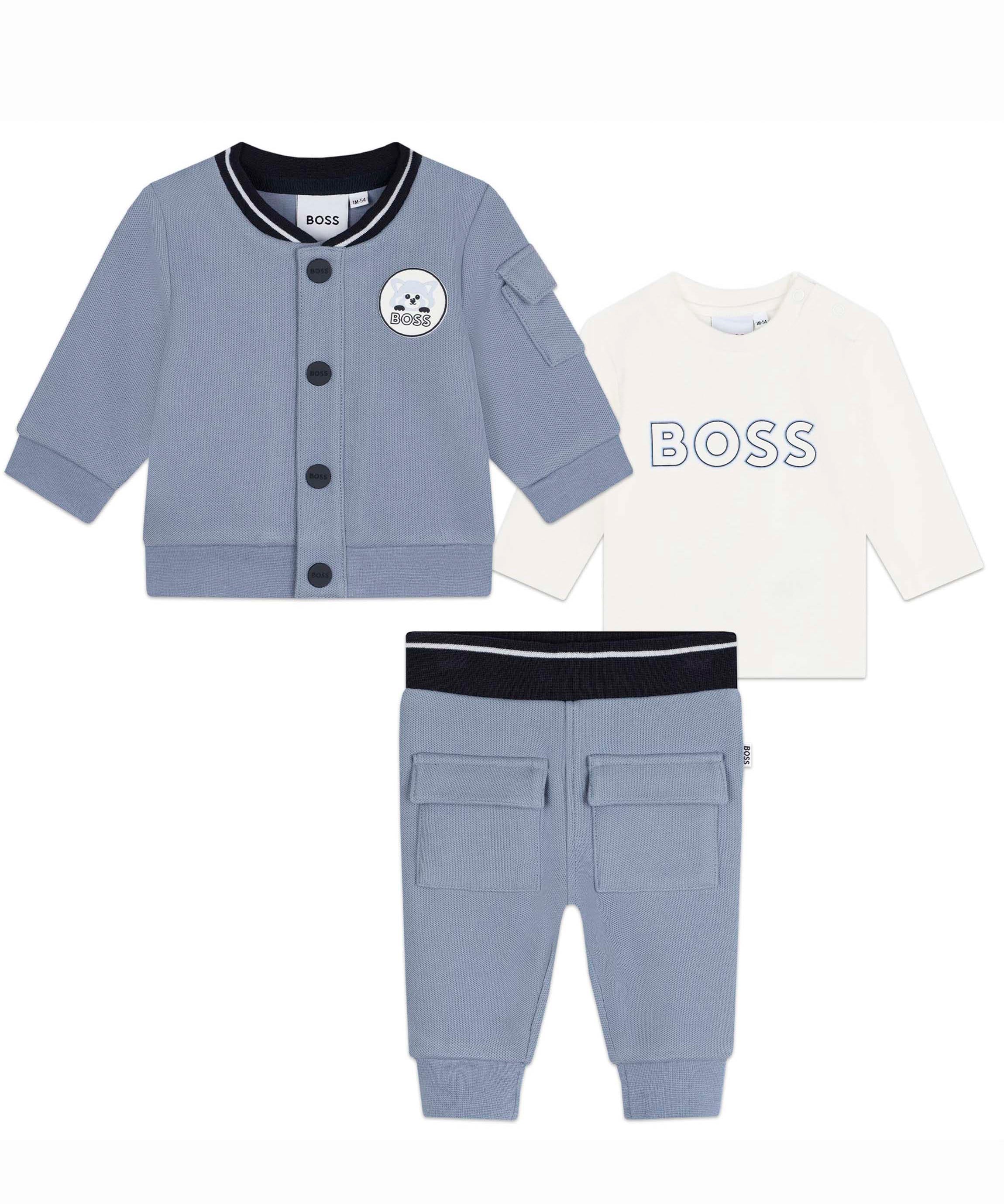 Boss Kids Felpa con Pantaloni Azzurri con T-shirt per Neonati