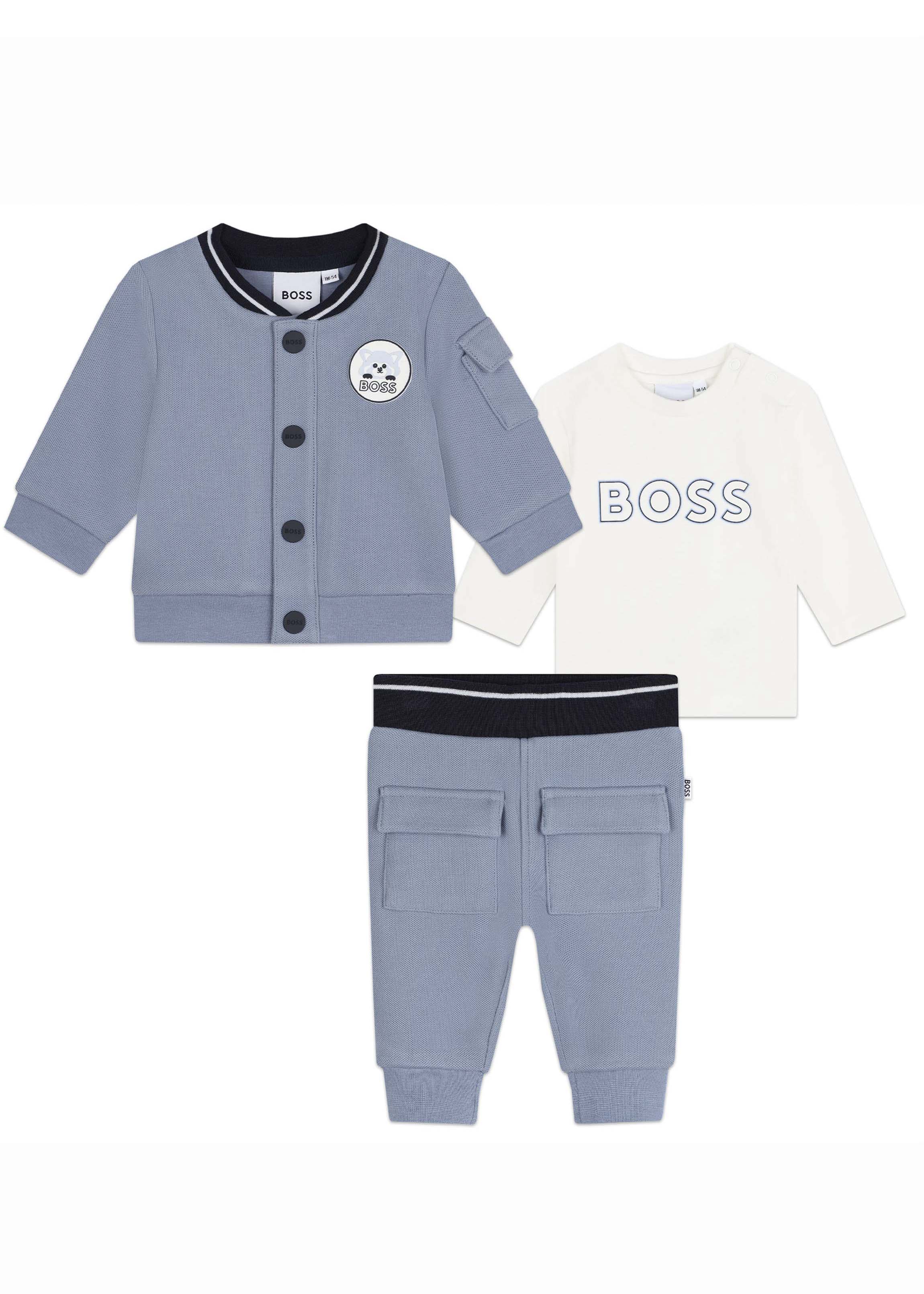 Boss Kids Felpa con Pantaloni Azzurri con T-shirt per Neonati