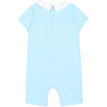 Moschino Kids Pagliaccetto Celeste con Logo Teddy Bear per Neonati