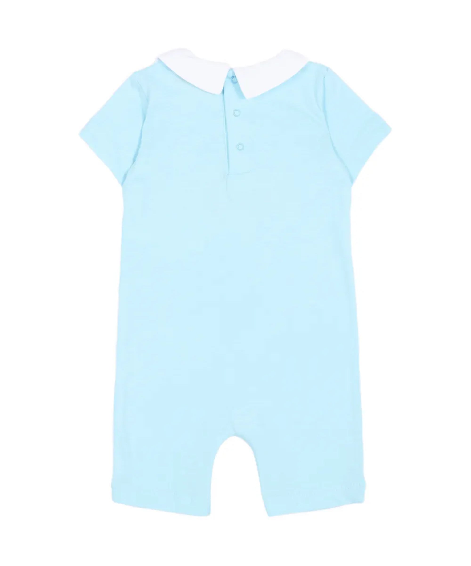 Moschino Kids Pagliaccetto Celeste con Logo Teddy Bear per Neonati