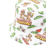 Moschino Kids Cappello Bianco con Fantasia Hawaii All-Over per Neonati