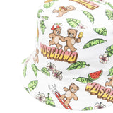 Moschino Kids Cappello Bianco con Fantasia Hawaii All-Over per Neonati