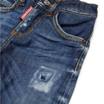 Dsquared2 Kids Jeans Denim Scuro con Rotture per Neonati (dettaglio)