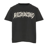John Richmond Kids T-Shirt Nero con Stampa Lettering e Strass per Bambini